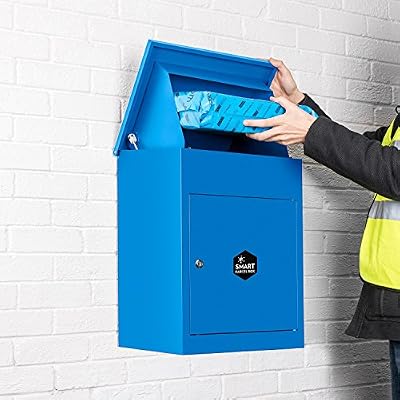 Smart Parcel Box - Boîte aux lettres / colis moyenne Bleue à accès frontal en acier