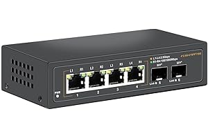 Davuaz Commutateur Ethernet 2.5G Non administré avec 4 Ports 2.5G Base-T et 2 Ports Uplink 10G SFP, Compatible avec 100/1000/2500Mbps, Design sans Ventilateur, Commutateur réseau 2.5Gb en métal