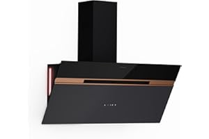 KLARSTEIN Alina Cooker Hood - 90cm Kitchen Extractor, 690 m³/h Airflow, A++ Energy Efficiency, LED Lighting, Quiet 52 dB, Touch Control, Exhaust & Recirculation, Black