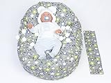 Baby Liegekissen, Lagerungskissen, Alternative zur Babywippe & Babyliege, später als Kindersitzsack einsetzbar, Motiv Sterne oder Blumen, versch. Farben - 2