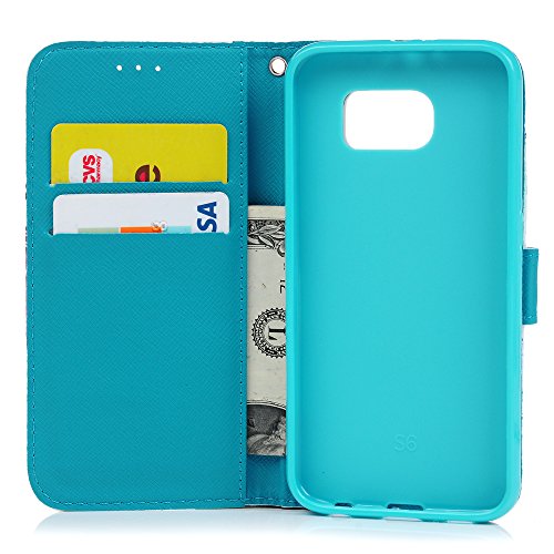 Lanveni Samsung Galaxy S6 H  lle  Handyh  lle Galaxy S6 Flip Case Cover PU Lederh  lle Schutzh  lle Magnetverschluss Ledertasche mit Stander Function 