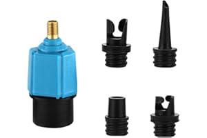 Tiardey Inflatable Adapter with 4 Nozzles for Air Mattress, Pool, Boat, Kayak - Blue