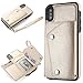 Produktbild Apple iPhone X Hülle,iPhone X Leather Handyhülle,WIWJ Handyhülle Wallet Case[Modisch Leder Handy Shell mit Geldbörse] Flip Schutzhülle in Standfunktion Kredit Kartenfächer Magnetverschluss PU Leder Lederhülle Silikon Anti-Scratch Shell Back Cover Folio Hüllen Schale Schutzhüllen für iPhone X+1x Touch Stylus Pen-Golden
