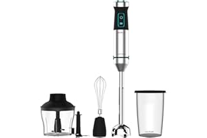 Cecotec Batidora de mano Power TitanBlack 1500 XL Cream&Crush. Potencia 1500 W, Cuchilla 4 hojas con revestimiento titanio, P