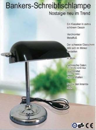 Bankerlampe Schreibtischlampe Banker Lampe Tischlampe Schwarz/ Chrom