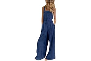 Kobilee Salopette Donna Estiva Overall Cotone Larghe Tuta Intera Lino Casual Jumpsuit Playsuit Oversize Monopezzi e Tutine Pantaloni Larghi Lunga Salopette Curvy Elegante