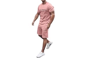 ZYPAINIY Survêtement Short à Manches Courtes Hommes Ensemble Short Tee Shirt Ensemble Ete Couleur Unie 2 Pièces à T-Shirt Manches Courtes + Sportswear Tracksuit Casual Survêtement pour Hommes