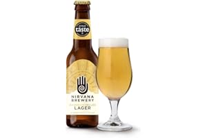 Nirvana Brewery Bavarian Helles Lager 0.3% ABV | 12 x 330ml Bottles | Alcohol Free Lager | Great Taste Winner 2020 | Vegan | Low Calorie | Just 64 kcal Per Bottle