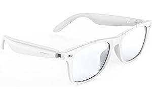 sunvito Gafas Inteligentes Audio Bluetooth Micrófono inalámbrico para Música y Llamadas | Control táctil y Protección UV | para Hombre y Mujer（Blanco）
