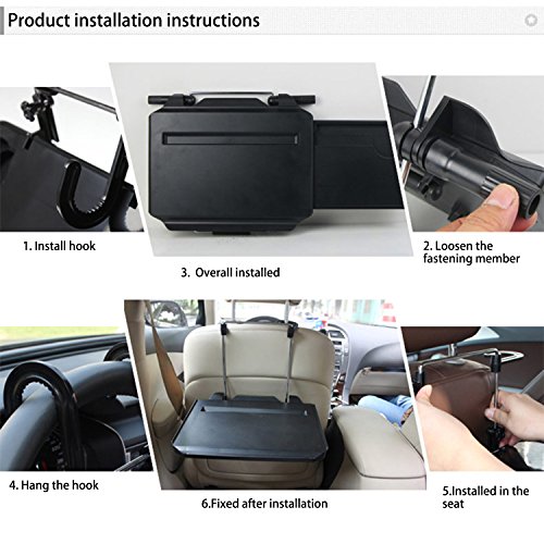 Auto-Laptop-Schreibtisch, Multi-funktionale Portable faltbare Auto-Tablett, Lenkrad Schreibtisch & Autositz zurück Laptop-Tisch, Ernährung & Entertainment Cup Holder-Convenience (#1(340*300*40mm)) - 6