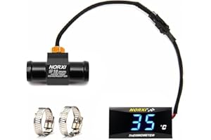 NORXI Thermomètre numérique pour moto, thermomètre universel avec capteurs, thermomètre étanche pour moto avec alarme de haute température (18 mm, bleu)