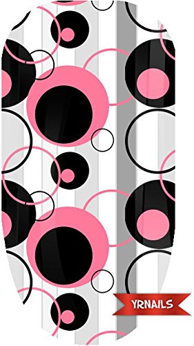 Pink Black Circles Full Nail Art Wrap by YRNails