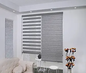 Zebra Polyester Blinds for Windows or Outdoor Decor (Grey)