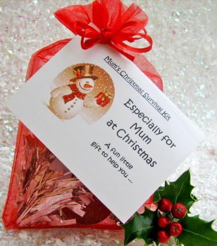 Novelty Christmas Gift for Mum (YELLOW/GOLD), A Christmas Survival Kit! Fun Stocking Filler, Card Alternative or Token Novelty Present For Her