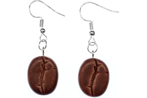 Miniblings Kaffeebohne Ohrringe Hänger Frühstück Kaffee Kaffepflanze - Handmade Modeschmuck I Ohrhänger Ohrschmuck versilbert