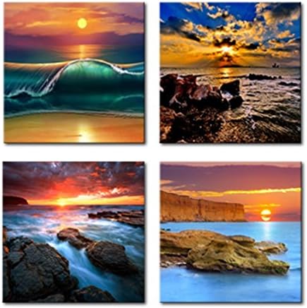Cairnsi 4 pieces Modern beach of fresco art painting home decoration murals art decorative painting.sea