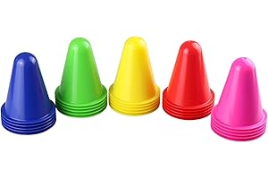 Idena 40622 - Pylonen 25 Stück, farbig sortierte Warn-Kegel aus Kunststoff, ca. 8 cm hoch, stapelbar, Verkehrshütchen für Sport, Freizeit, Slalom, Fußball und Vereine