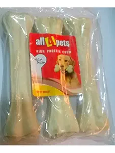 Raw Hide Pressed Bones 8 Inches (3 Pcs.)