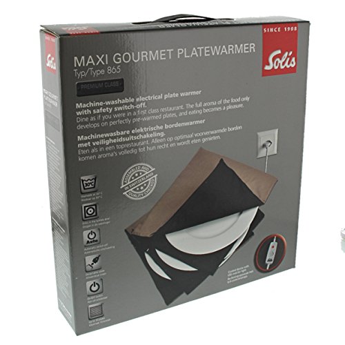 Solis Tellerwärmer, Bis 10 Teller mit 32 cm Durchmesser, Waschbar, Automatische Wärmeregulierung, Maxi Gourmet Tellerwärmer, Beige/Choco, Typ 865 - 6