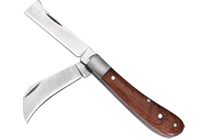 Couteau de Greffage Pliant, Qiwenr Garden Knife, Couteau Pliable Greffe D'élagage, Pour Greffer, Tailler, Réparer les Buissons Envahissants,Couteaux de Jardinage Couteaux à Bourgeons Multifonctionnels
