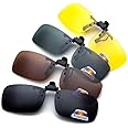 Polarized Clip on Flip up Sunglasses over Prescription and Reading Glasses Frames,Men Women Compact Fit Clip In Sunglass Unisex