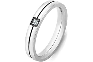 Tidefire Stainless Steel Love Friendship Ring Titanium Steel Ring Cubic Zirconia Ring for Men Women