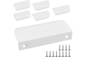 HBERCAI 6 Stück Griffe Kommode,80mm Möbelgriffe Versteckter Türgriff Küchenschrankgriffe Griffe für Kleiderschrank,Schubladengriffe mit 12 Schraubenset,Aluminium Küchengriffe Geschwungener Türgriff-Weißer