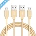Produktbild Ulinek Micro USB Kabel 2Pack 2m Ladekabel Datenkabel Nylonummantelung Verbindungskabel für Samsung Huawei HTC Sony LG Xiaomi Android Smartphones Kindle und mehr (Gold)