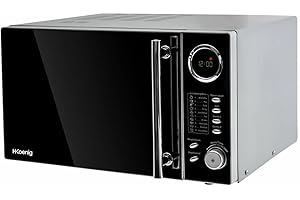 H.Koenig VIO9 – Micro‑ondes multifonction, 25L, 1000W, Plateau tournant 27cm, 10 modes de cuisson, Décongélation Express, Minuterie jusqu’à 30 min, Ecran LCD, Design miroir noir