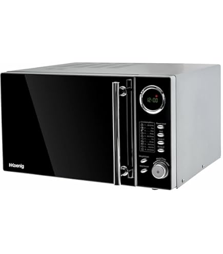 H.Koenig Micro-ondes Compact 20L VIO6B Noir, Puissant 700W, Plateau tournant 24,5cm, Multifonction 5 niveaux de chauffe et fonction décongélation, Minuterie jusqu'à 30min, Rapide, Plan de travail