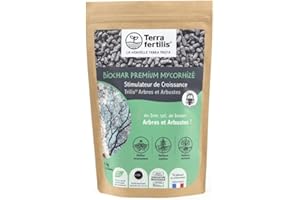 Terra Fertilis - Fertilisant pour Arbres & Arbustes - à base de Biochar Mycorhizé - Améliore la croissance et la résistance des plantes - Retient l'eau et les nutriments - Sac 1kg