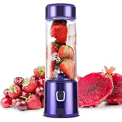 TTLIFE Blender Portable Mixeur Multifonction 450ml USB Rechargeable 5100mAh Verre Éléctrique Mixeur 4 INOX Lames pour Fruit, Légume, Millkshake Smoothie, Certifié BPA/FDA, Violet