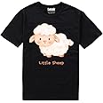 Kids Little Sheep Printed 100% Biowash Cotton Black Unisex T-Shirt