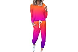 HAOLEI Survêtement Femme Ensemble de Sport 2 pièces Ensembles de Sweatshirt + Pantalon Casual Pyjama D'Intérieur Jogging Pullover Outwear Tenue Yoga Sportswear