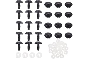 GOMAKERER 30 Sets Bastelnasen mit Abstandshaltern, 14mm Schwarze Kunststoff-Hundesicherheitsnasen für Hunde Teddybär-Nasen Puppenherstellungszubehör Für Die Herstellung Kuscheltieren, Amigurumi