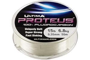 Ultima Proteus Line-50m Spool Pure Fluorocarbon Leader, Transparente, Size 0.35mm 15.0lb