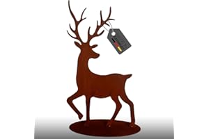 ‎TERMA Terma Gartenfigur Höhe 50 cm Hirsch Figur rost Winterdeko Gartendeko für draußen und drinnen Gartendeko Frühling Rost Metall, Weihnachtsdeko