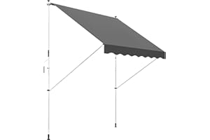 Outsunny markiz markiza zaciskowa markiza przegubowa osłona przeciwsłoneczna składane ramię korbka ręczna balkon aluminiowy szary 300 x 150 cm