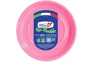 TEKHOME Piatti Plastica,25/50/75/100/125/150 Pezzi piatti plastica colorati lavabili e riutilizzabili Rotondi per Compleanno,Festa, Matrimonio,Fai da Te Fatti a Mano (ROSA, 50)