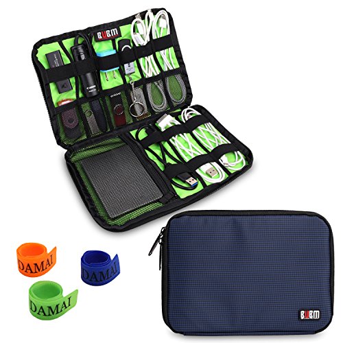Damai Tragbare Reisetasche für Electronisches Zubehöre Tasche Case Tragetasche Wasserdicht für USB Drive Shuttel, Festplatte, Kabel und sonstiges Zubehör (Dunkelblau)