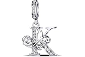HappyStar Lettre Charme de L'alphabet Argent Sterling 925 Rose Alphabet Initial Dangle Charm Pendentif Charms Fit pour Pandora and bracelet européen