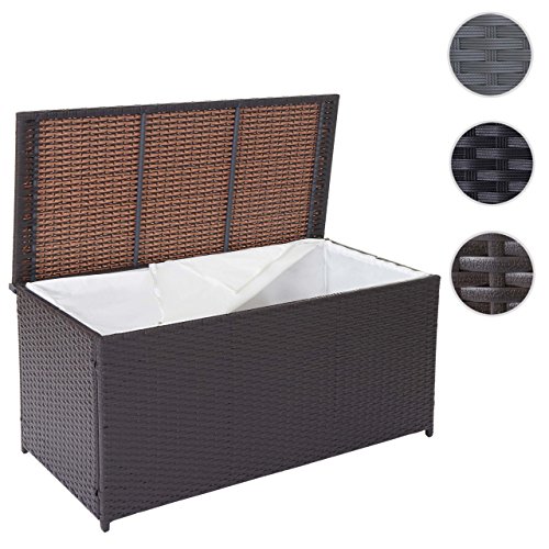 Poly-Rattan Kissenbox Barry, Truhe Auflagenbox Gartenbox, 290l ~ braun