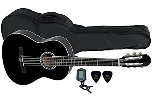 GEWApure Konzertgitarre BASIC SET 4/4 schwarz, mit Tasche, ClipTuner und 2 Plektren