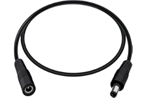 HuaLiSiJi DC5521 Cable 12V 24V 18AWG Cable de Extensión 2.1mm x 5.5mm Plug DC Macho a Hembra para Tiras de Luz LED, CCTV Camera Power, Coche, Monitores (Schwarz, 0.5m)