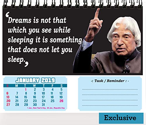 AccuPrints 2019 16 Pages Desk Calendar and Planner | Design - Legends Motivational Quotes | Inspirational Calendar | 8.2 inches*5.8 inches