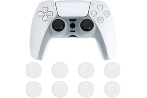 KYLOS Coque Protection Pour Ps5 Edge Manette,Housse Silicone Avec 8 Capuchon Joystick Pour Ps5 Edge Controller Cover Skin,Anti-Dérapante Accessoire-Blanc Transparent,3D Studded Edition