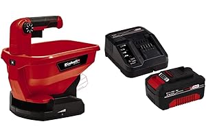 Einhell Épandeur universel GE-US 18 Li-Solo Power X-Change (lithium-ion, 3,3 l, régulation de la vitesse en 6 étapes, réglage de la dispersion en 8 étapes) avec Chargeur et Batterie 4,0Ah