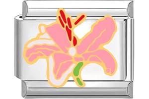 Quiges Fashion Jewels Italian Charms Fleur rose 9mm