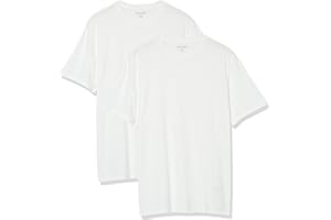 Amazon Essentials Camiseta de Cuello Redondo de Algodón, Manga Corta, Corte Clásico Hombre, Pack de 2