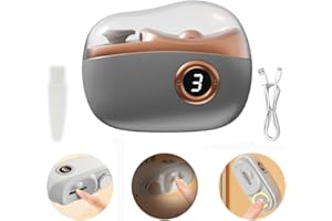 PASLFC Elektrischer Nagelknipser,Nagelschneider Elektrisch,Nagelknipser Elektrisch,3 in 1 Automatisch Schneidend und Schleifend + Aufbewahrung von Nagelresten,3 Geschwindigkeitsstufen+Anzeige (grau)